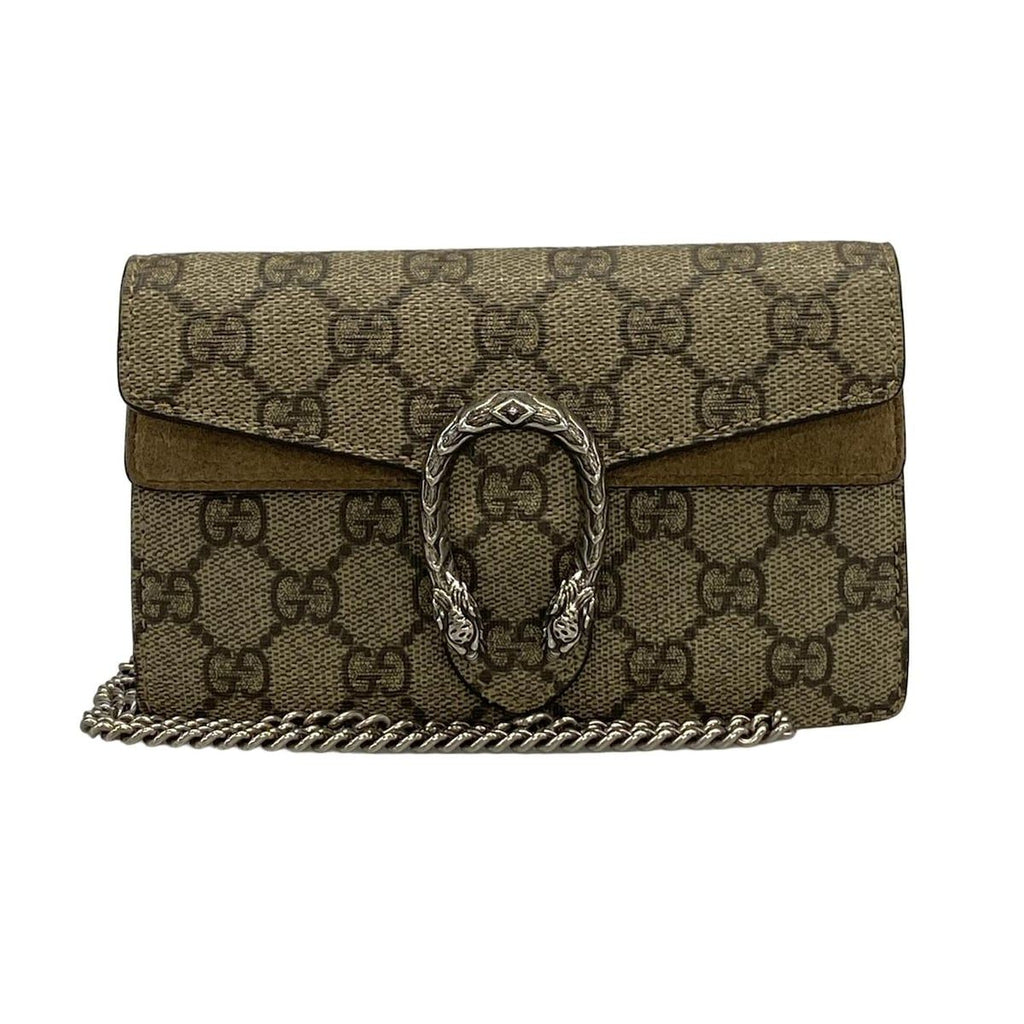 Gucci Shoulder Bag Dionysus GG Plus Supreme Beige Dark Brown Chain