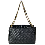 Chanel Tote Quilted Black Chain Shoulder Gold Leather Lambskin — view 3