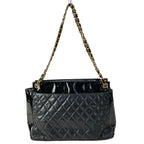 Chanel Tote Quilted Black Chain Shoulder Gold Leather Lambskin