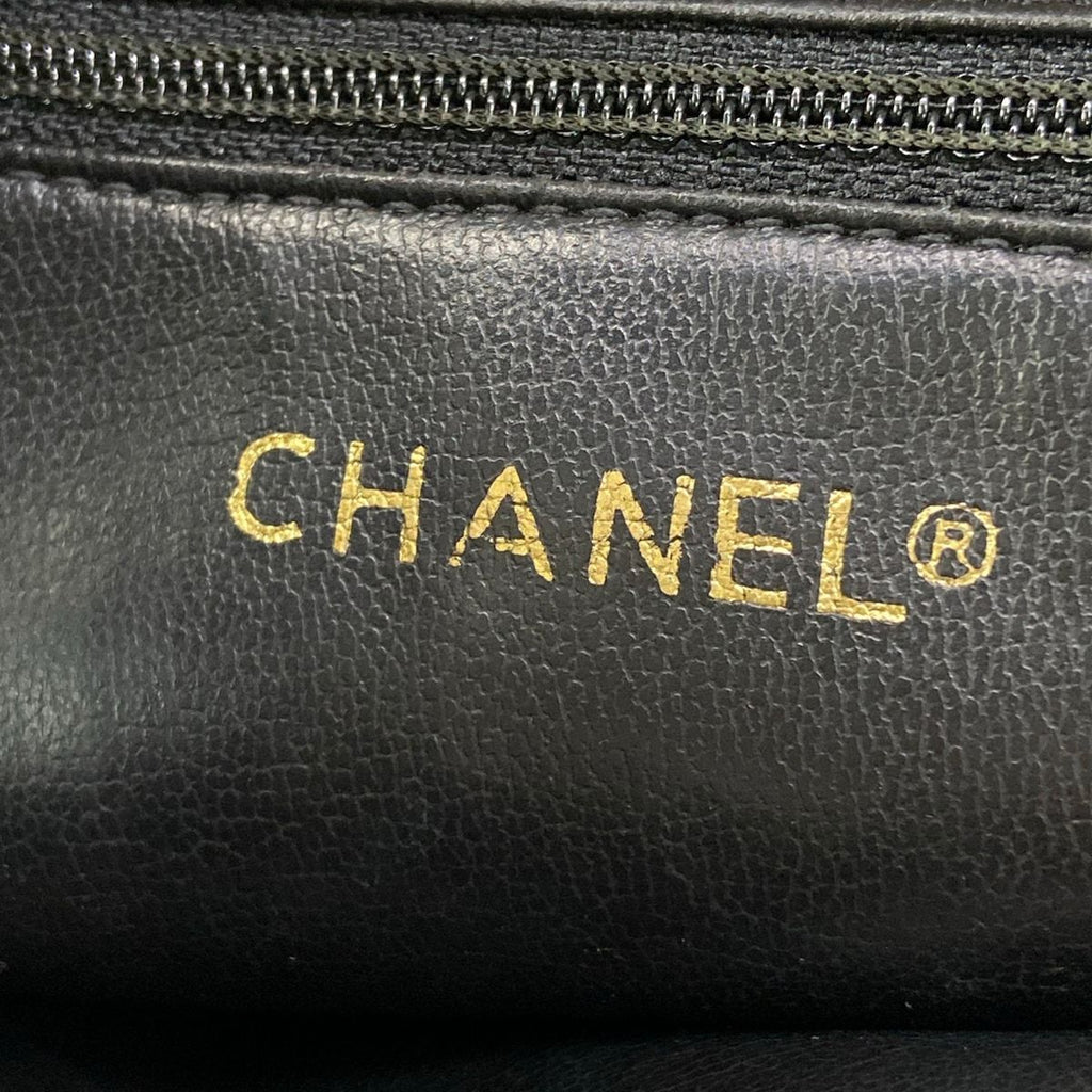 Chanel Tote Quilted Black Chain Shoulder Gold Leather Lambskin — view 8