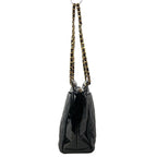Chanel Tote Quilted Black Chain Shoulder Gold Leather Lambskin — view 2