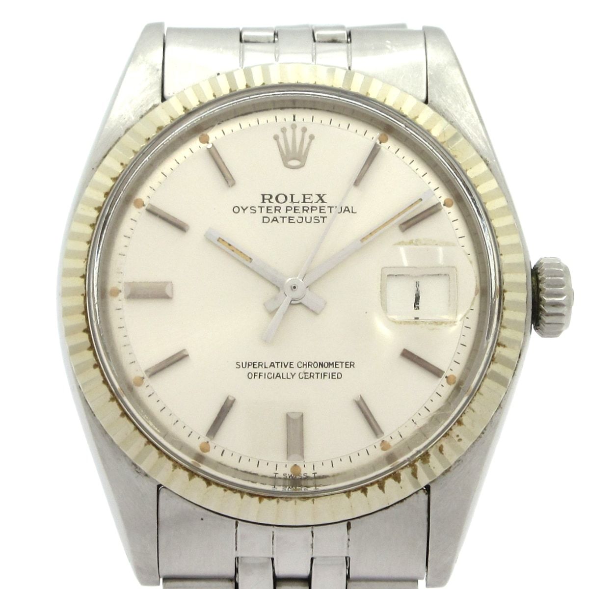 Rolex Watch Datejust SS 18k White Gold Winding Bracelet 22 Links Plastic