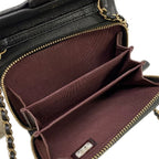 Chanel Wallet Classic Mini Chain Quilted Black Gold Shoulder — view 3