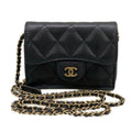 Chanel Wallet Classic Mini Chain Quilted Black Gold Shoulder