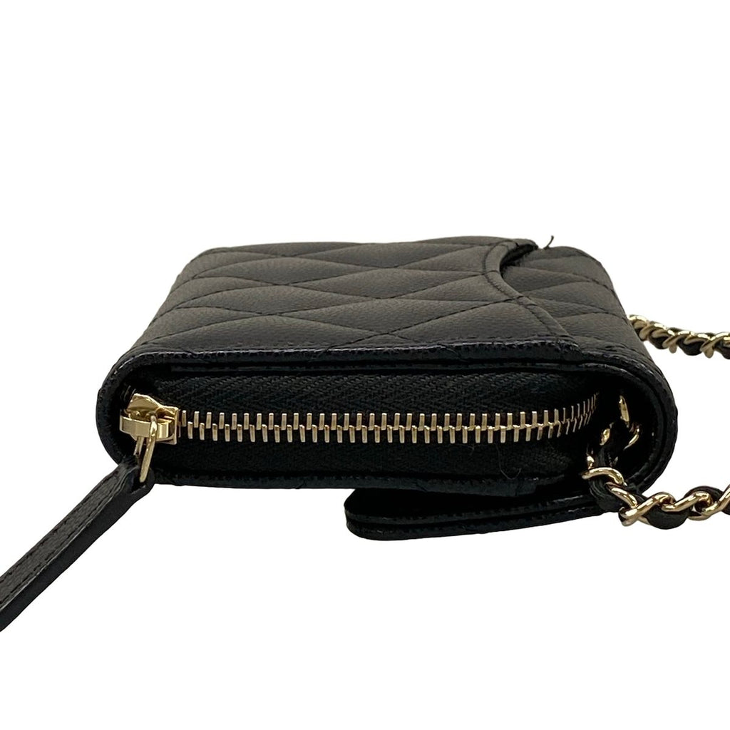 Chanel Wallet Classic Mini Chain Quilted Black Gold Shoulder — view 7
