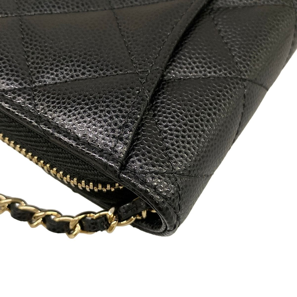 Chanel Wallet Classic Mini Chain Quilted Black Gold Shoulder — view 6