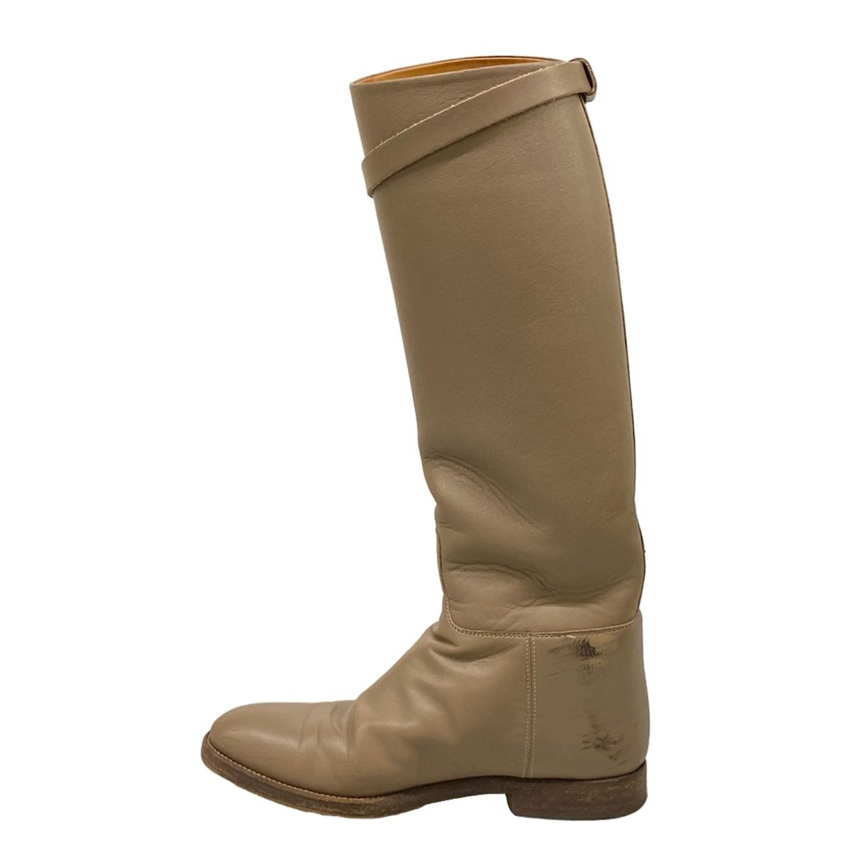 Hermes Long Boots 35.5 Jumping Beige Kelly Buckle Silver Leather — view 3