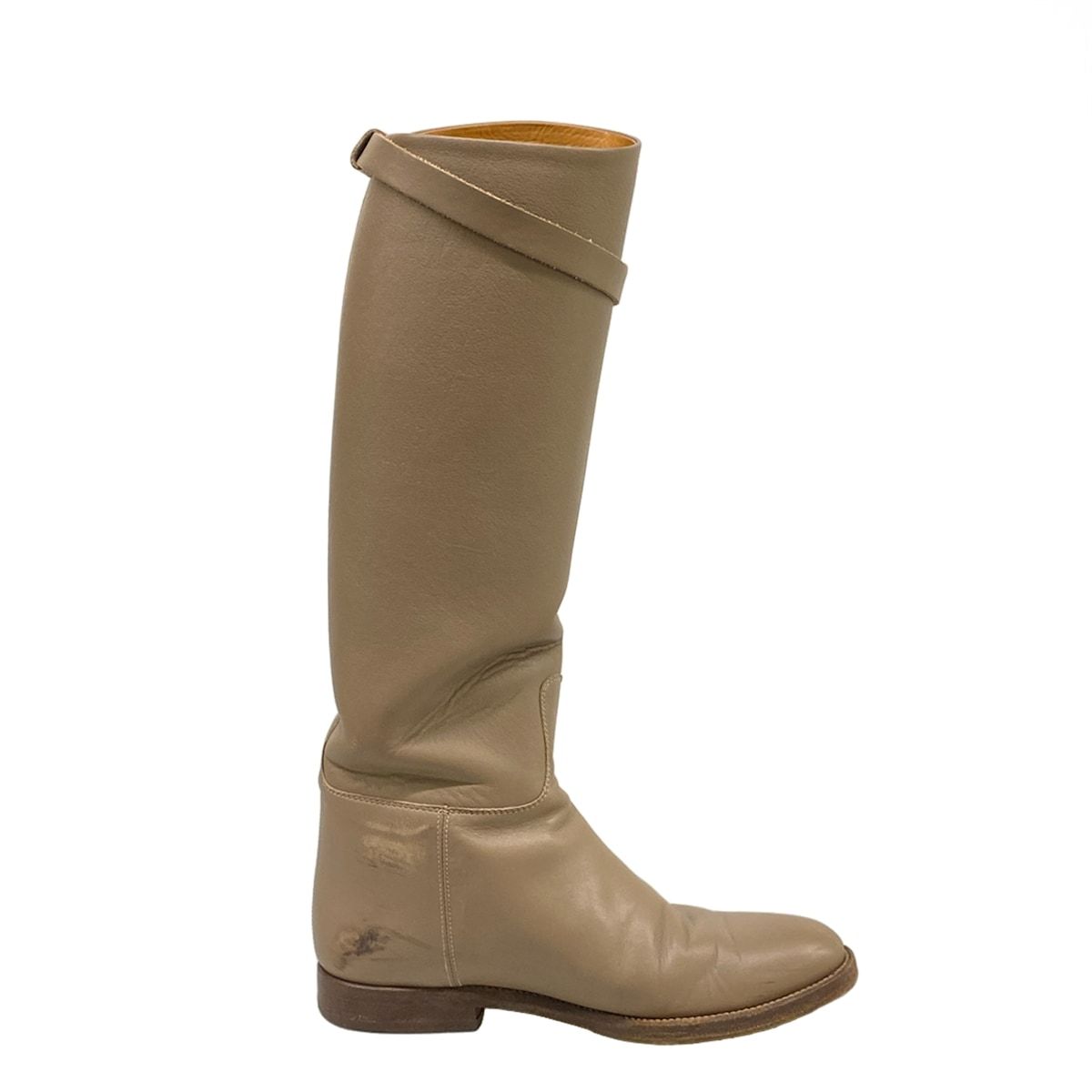 Hermes Long Boots 35.5 Jumping Beige Kelly Buckle Silver Leather — view 2