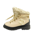 Chanel Short Boots 36 Light Beige Black Leather