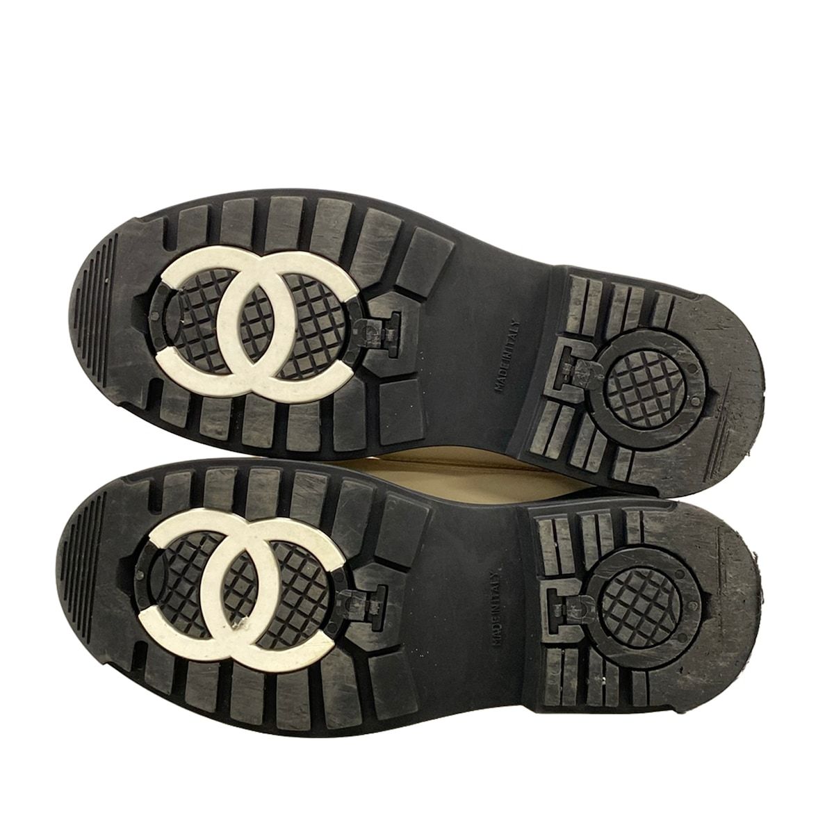 Chanel Short Boots 36 Light Beige Black Leather — view 9