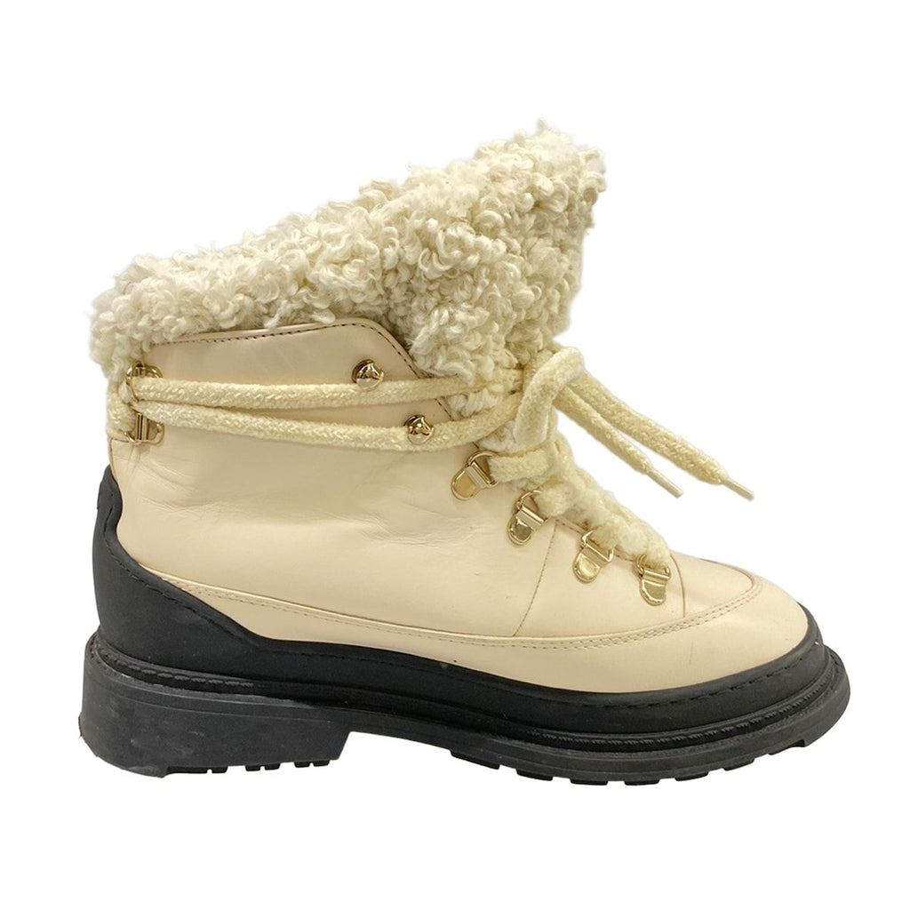 Chanel Short Boots 36 Light Beige Black Leather — view 2