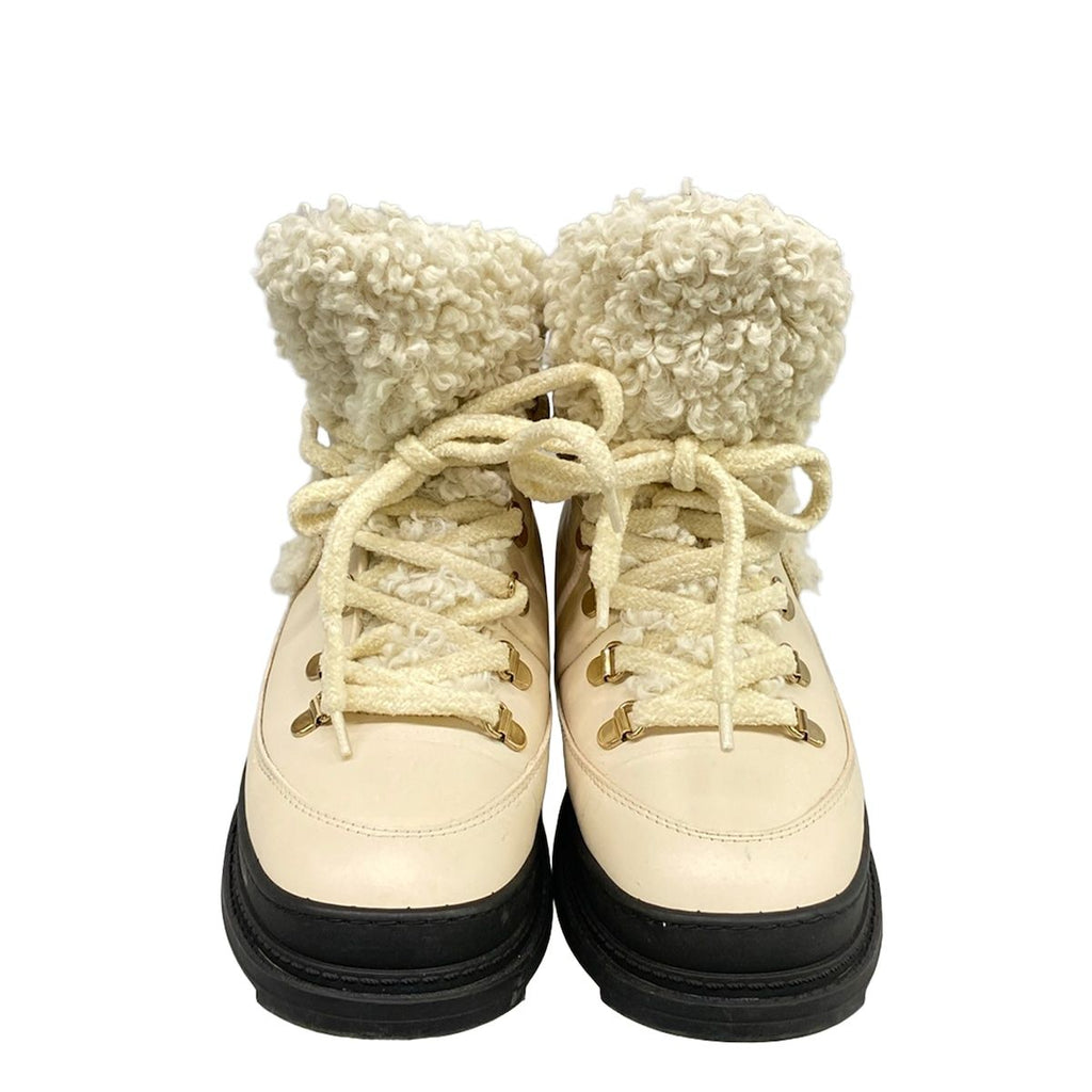 Chanel Short Boots 36 Light Beige Black Leather — view 5