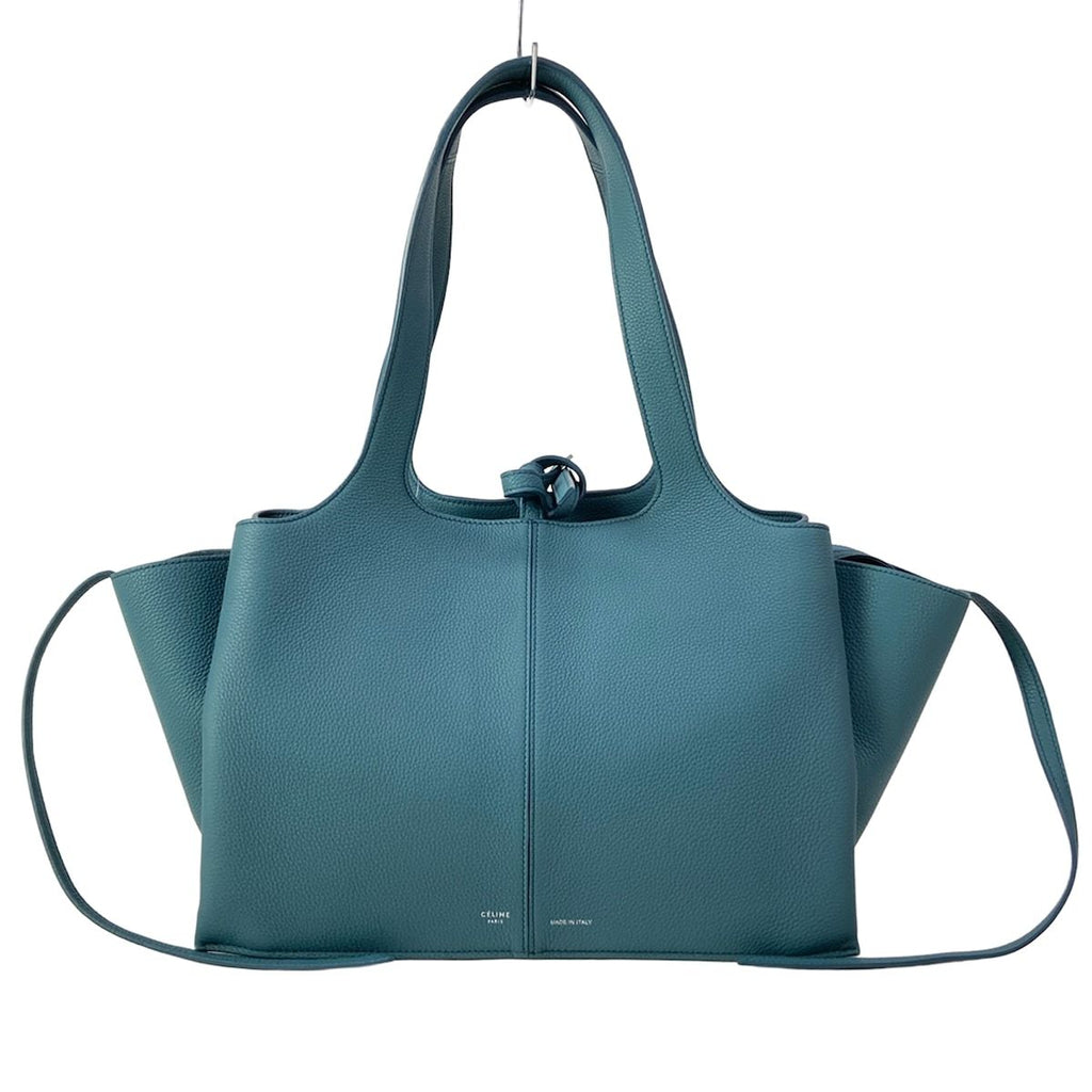 Celine Shoulder Bag Trifold Small Blue Green Leather