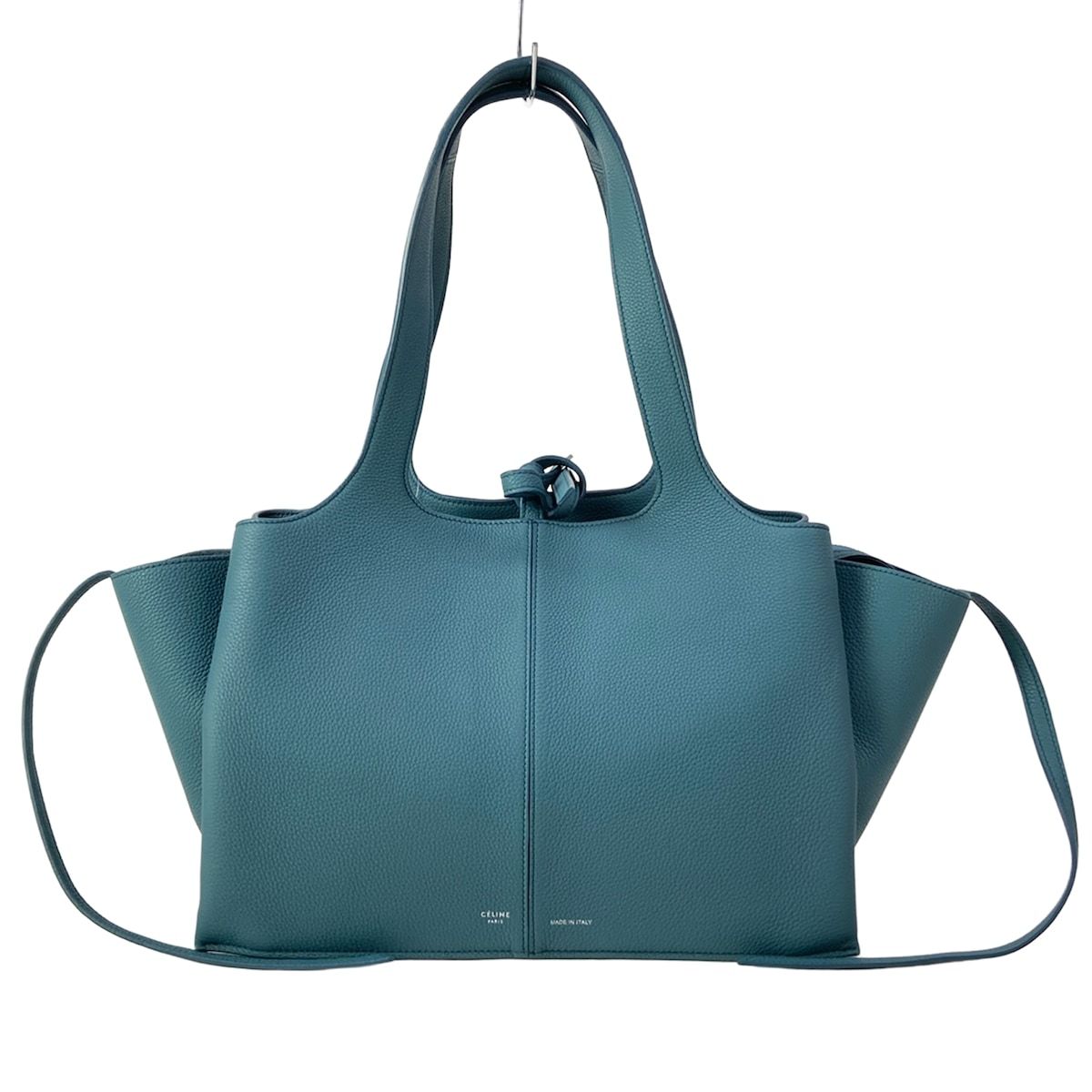 Celine Shoulder Bag Trifold Small Blue Green Leather
