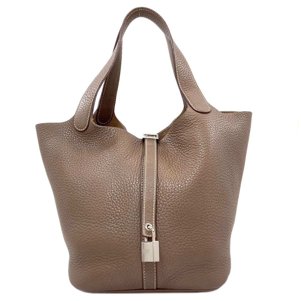 Hermes Picotin Lock MM Etoupe Silver Handbag Taurillon