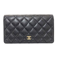 Chanel CC Logo Quilted Gold Wallet Grained Calfskin