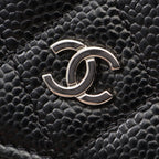 Chanel Shoulder Bag Quilted Black Caviar Leather Chain Wallet — view 8