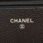 Chanel Shoulder Bag Quilted Black Caviar Leather Chain Wallet — view 5