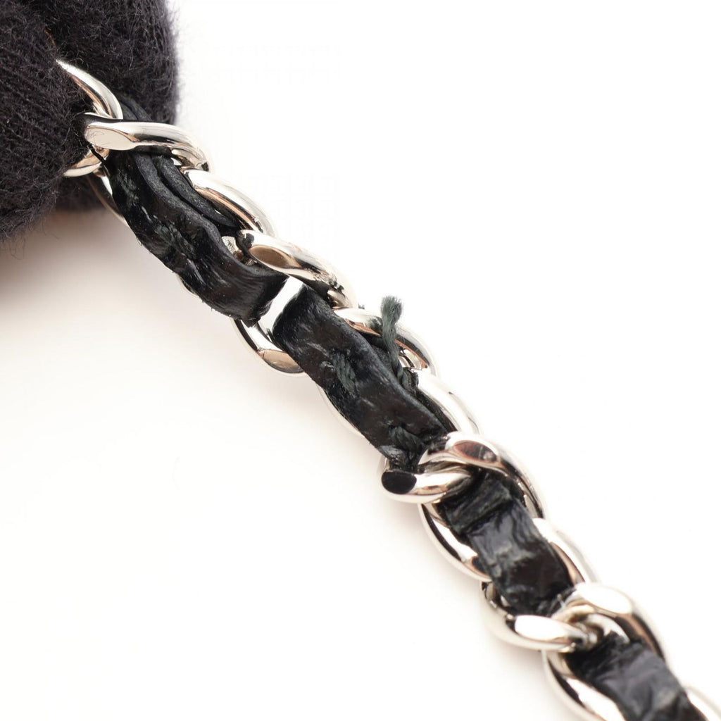Chanel Shoulder Bag Quilted Black Caviar Leather Chain Wallet — view 9