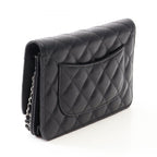 Chanel Shoulder Bag Quilted Black Caviar Leather Chain Wallet — view 2