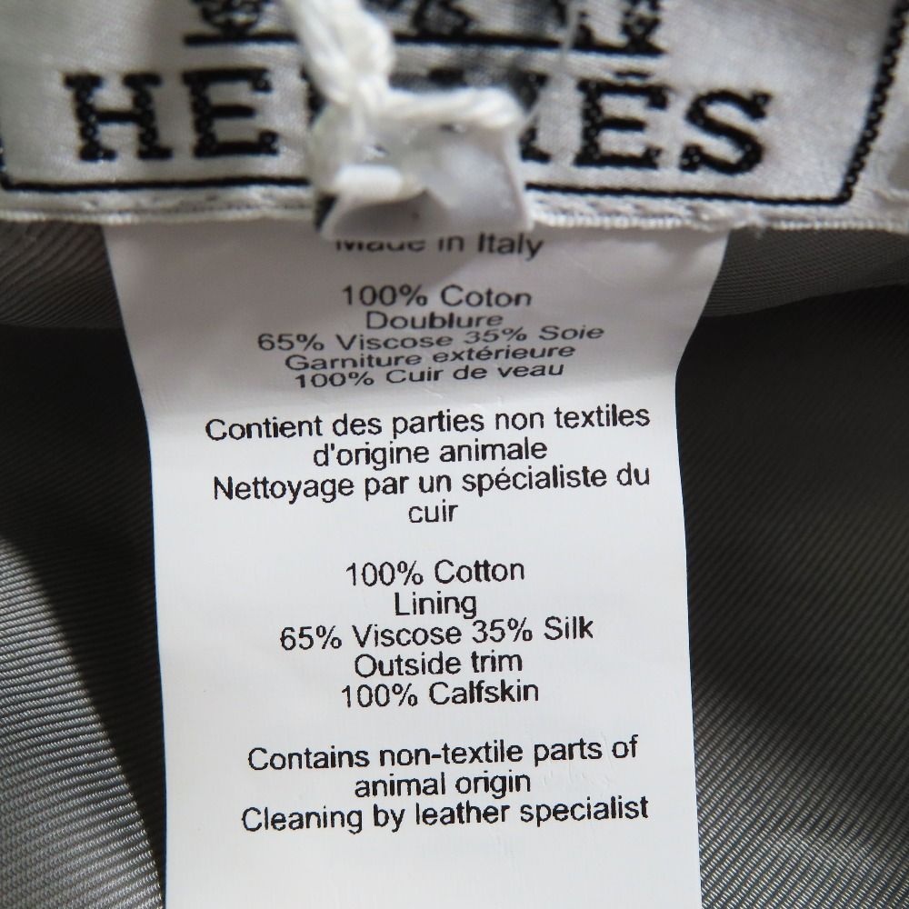 Hermes Beret Saint Honore Series Button Logo Leather Piping Denim Calf Hat Gray — view 7