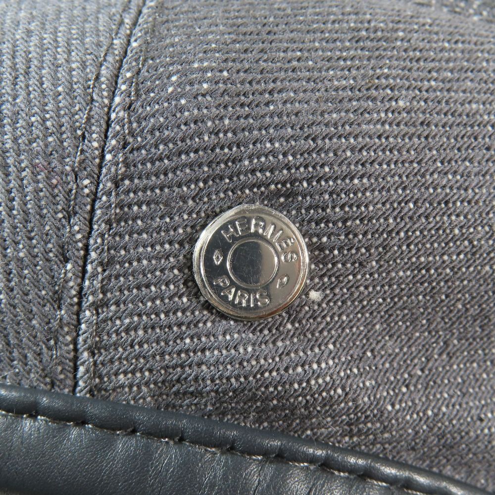 Hermes Beret Saint Honore Series Button Logo Leather Piping Denim Calf Hat Gray — view 4