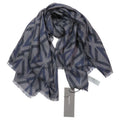 Dior CD Diamond Logo Large Shawl Scarf Fringe Silk Wool Gray