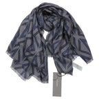 Dior CD Diamond Logo Large Shawl Scarf Fringe Silk Wool Gray