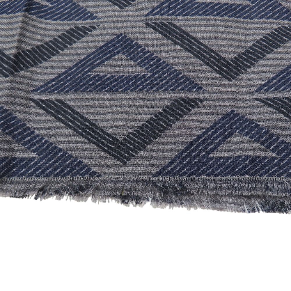 Dior CD Diamond Logo Large Shawl Scarf Fringe Silk Wool Gray — view 3