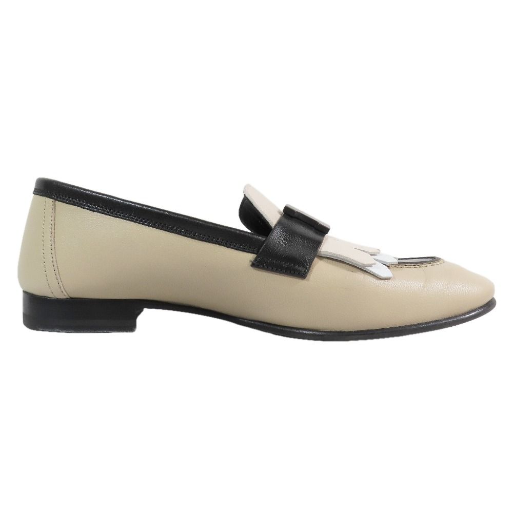 Hermes Royale Moccasins Loafers Tassel Logo Fringe Leather Shoes 35.5 Beige — view 4
