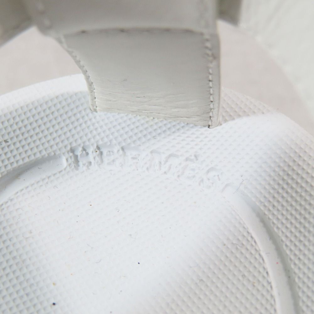 Hermes Enid Thick Sole Leather Sandals Shoes Platform Diamant Buckle Logo — view 9