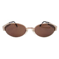 Fendi Oval Lens Sunglasses FF Logo Cutout Eyewear Brown Gold