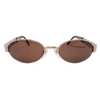 Fendi Oval Lens Sunglasses FF Logo Cutout Eyewear Brown Gold