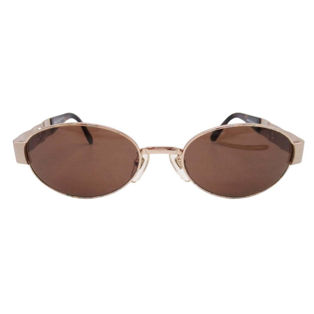 Fendi Oval Lens Sunglasses FF Logo Cutout Eyewear Brown Gold