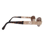 Fendi Oval Lens Sunglasses FF Logo Cutout Eyewear Brown Gold — view 4