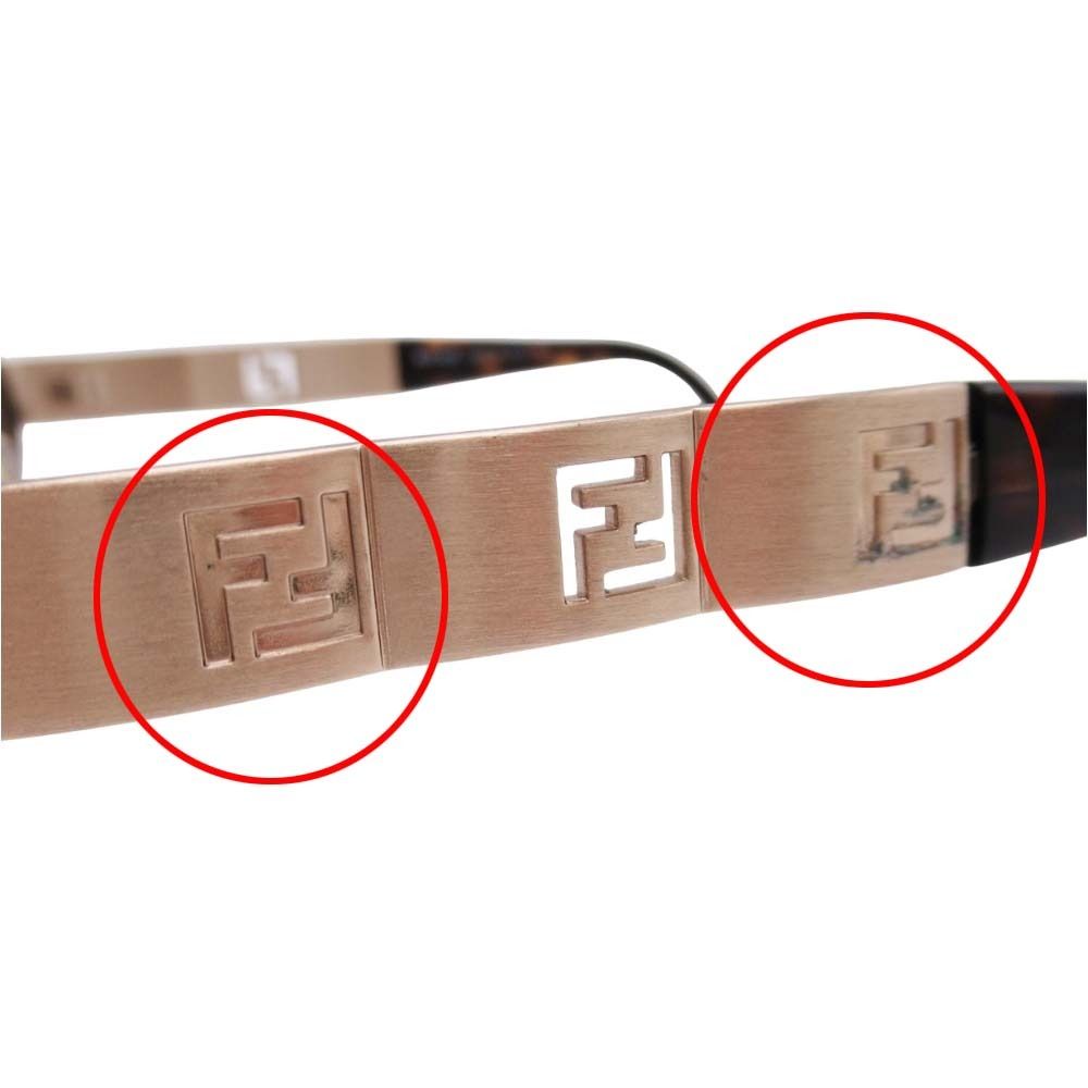 Fendi Oval Lens Sunglasses FF Logo Cutout Eyewear Brown Gold — view 8