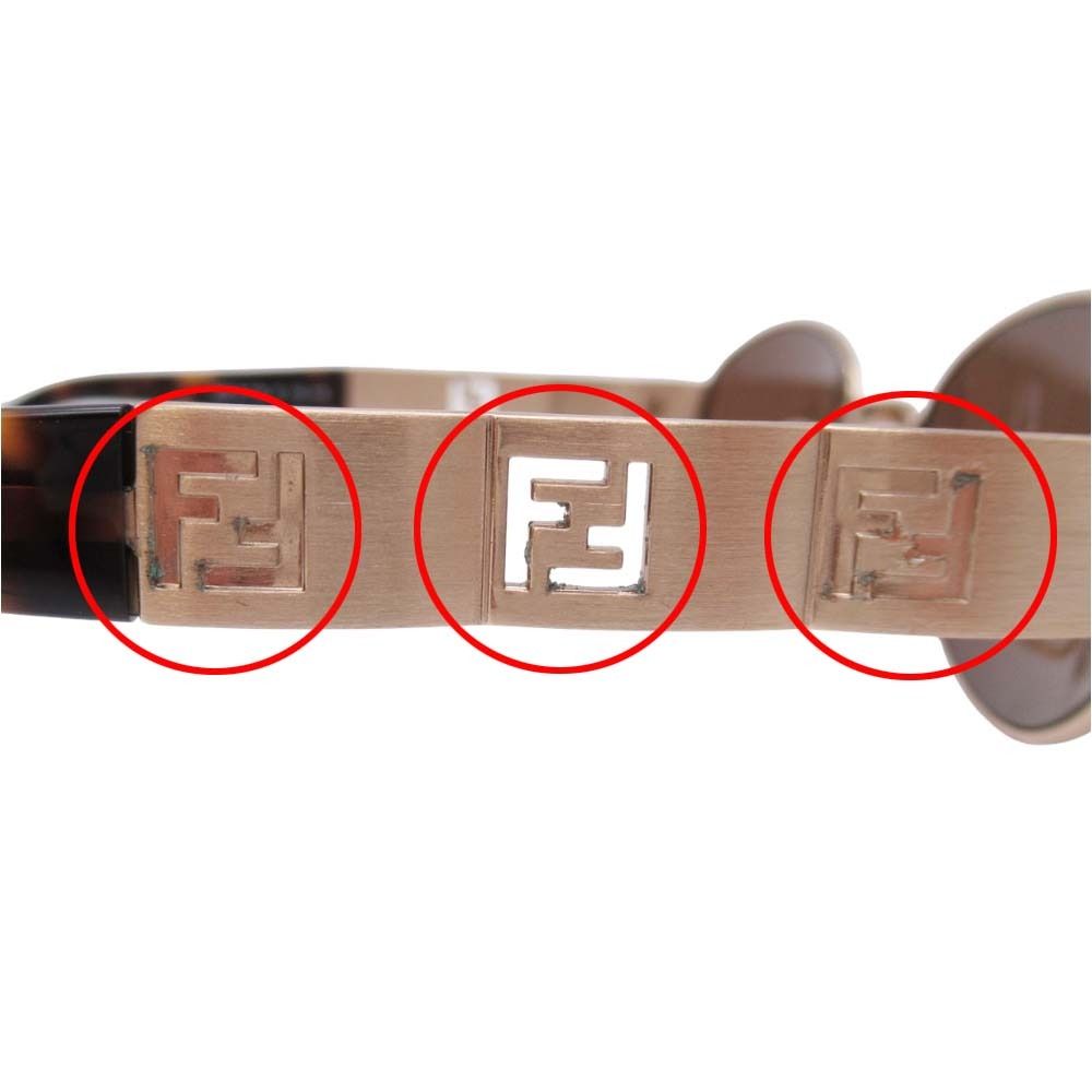 Fendi Oval Lens Sunglasses FF Logo Cutout Eyewear Brown Gold — view 9