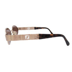Fendi Oval Lens Sunglasses FF Logo Cutout Eyewear Brown Gold — view 2