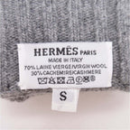 Hermes Frecanse Series Button Knit Gloves Five Finger Cable Wool Cashmere S Gray — view 7