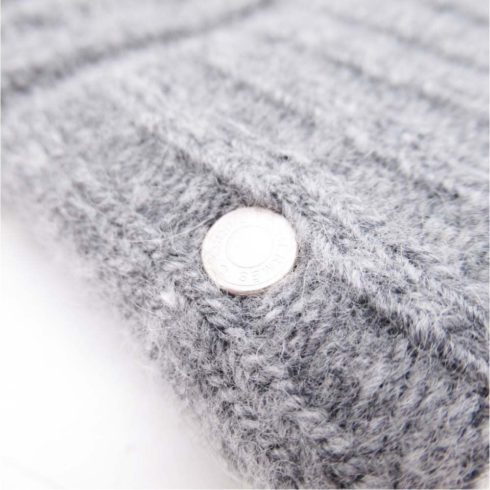 Hermes Frecanse Series Button Knit Gloves Five Finger Cable Wool Cashmere S Gray — view 4