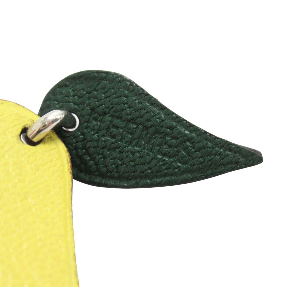 Hermes Polished Porte Cles Lemon Key Holder Charm Leather Yellow Silver — view 4