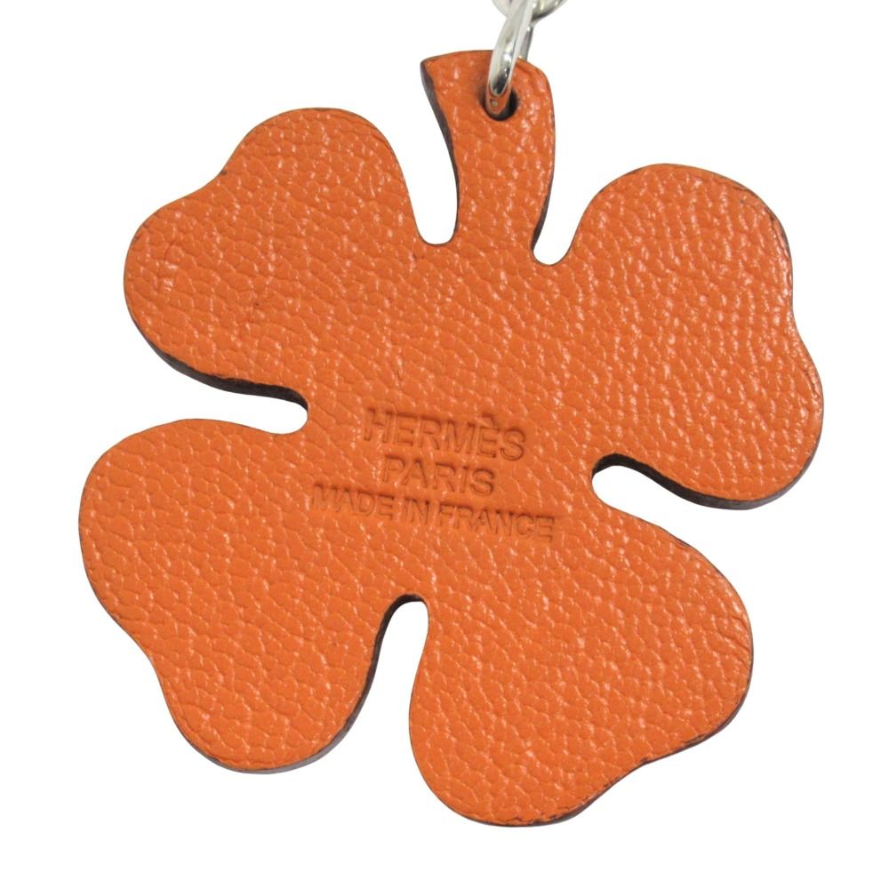 Hermes Polished Porte Cles Clover Key Holder Charm Leather Green — view 3