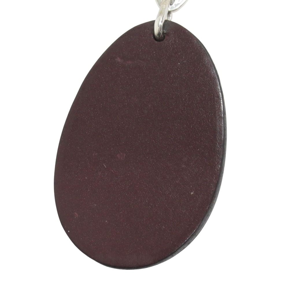 Hermes Polished Porte Cles Plum Key Holder Charm Leather Purple Silver — view 3
