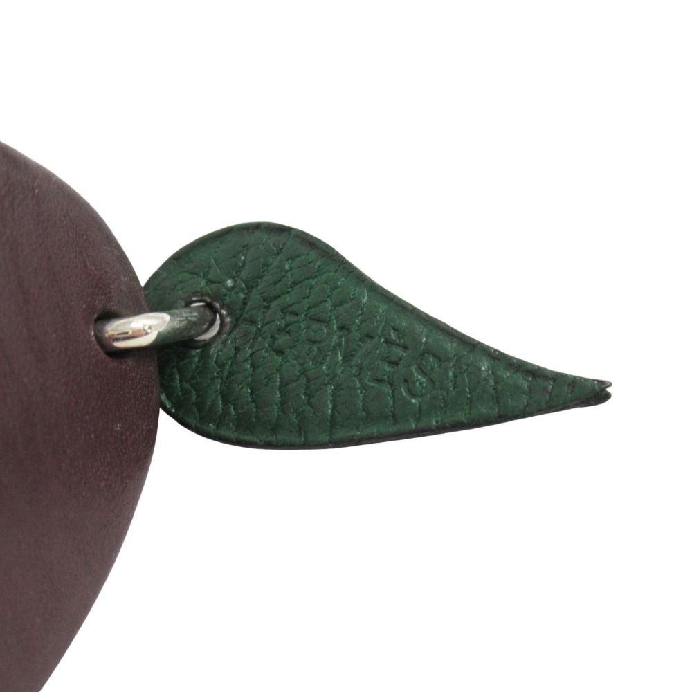 Hermes Polished Porte Cles Plum Key Holder Charm Leather Purple Silver — view 4