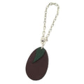 Hermes Polished Porte Cles Plum Key Holder Charm Leather Purple Silver