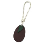 Hermes Polished Porte Cles Plum Key Holder Charm Leather Purple Silver