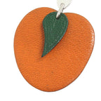 Hermes Polished Porte Cles Orange Key Holder Charm Leather — view 2