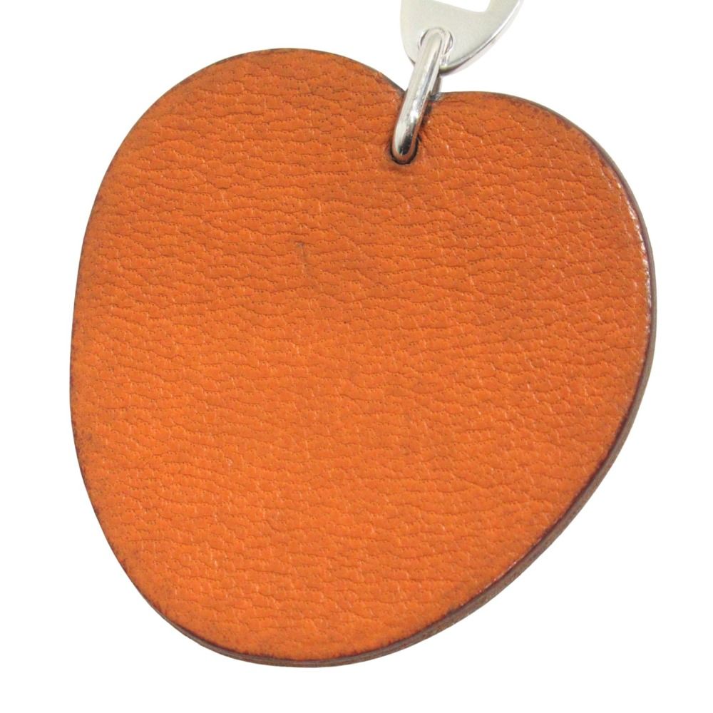Hermes Polished Porte Cles Orange Key Holder Charm Leather — view 3
