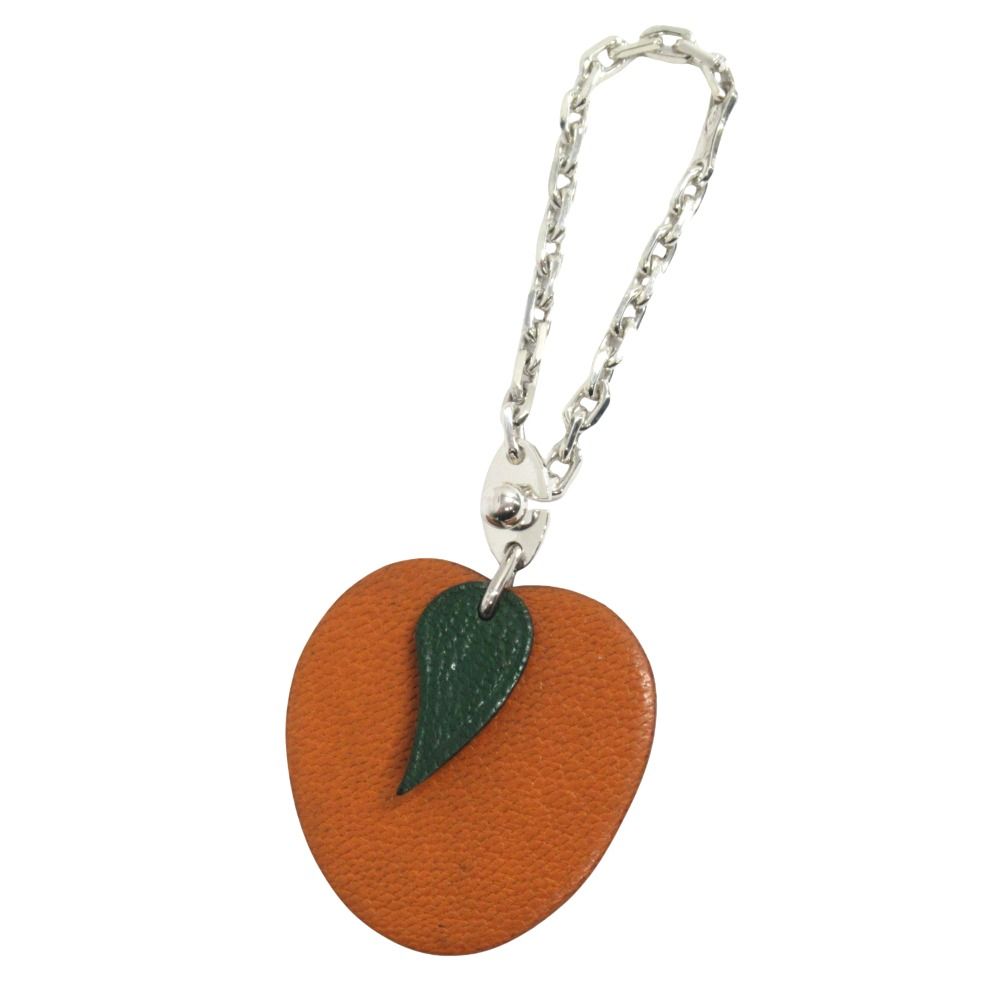 Hermes Polished Porte Cles Orange Key Holder Charm Leather