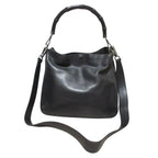 Gucci Bamboo Handle Leather 2-Way Shoulder Bag 001 Black